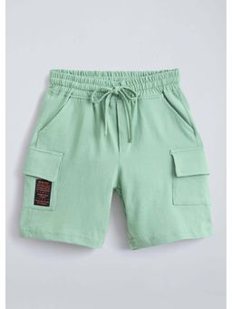 Hopscotch - Green Cargo Flap Pockets Cotton Shorts