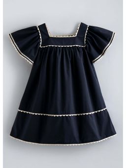 Hopscotch - Black Lace Flared Sleeves Cotton Dress