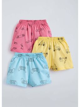 Hopscotch - Multi-Colour Cotton All Over Print Shorts (Pack of 3)
