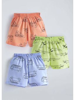 Hopscotch - Multi-Colour Pure Cotton Vehicle Shorts (Pack of 3)