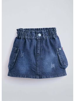 Hopscotch - Blue Cargo Pockets Denim Skirt