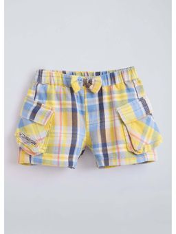 Hopscotch - Yellow Bow Applique Plaid Shorts