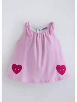 Hopscotch - Pink Cotton Striped A-line Dress