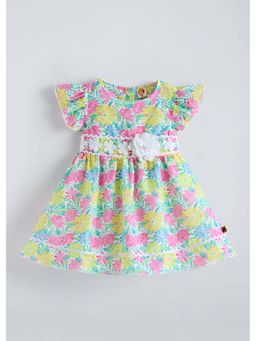 Hopscotch - Multi-Colour Floral Applique Dress