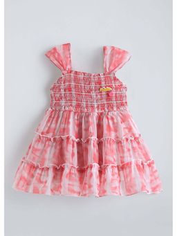 Hopscotch - Peach Tie and Dye Smocking Dress