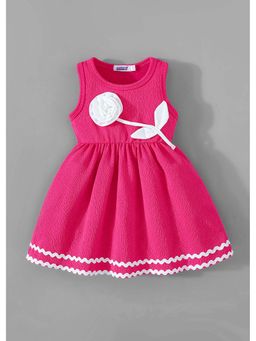 Hopscotch - Pink Floral Applique Laced Dress