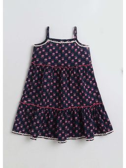Hopscotch - Purple Floral Scalloped Lace Cotton Dress
