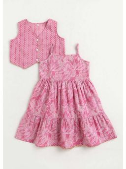 Hopscotch - Pink Floral Spaghetti Cotton Dress