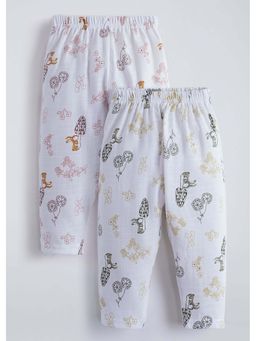 Hopscotch - White All Over Print Cotton Pyjamas (Pack of 2)