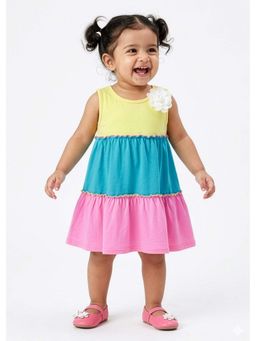 Hopscotch - Multi-Colour Cotton Tiered Colour Block Dress