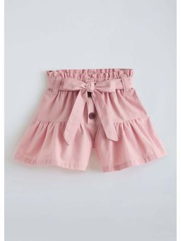 Hopscotch - Peach Cotton Ruffled Shorts