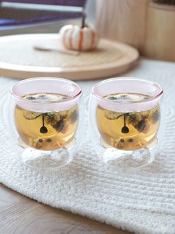 UMAI - Teddy Bear Doubled Walled Mug 250ML Pink Pack of 2