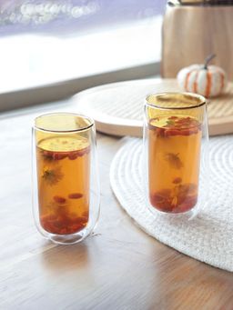 UMAI - Coloured Double Walled Mug 240ML Yellow Pack of 2