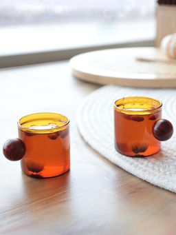 UMAI - Coloured Mug with Round Holder 120ML Amber Pack of 2