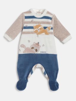 Chicco - Boys Natural Striped Nappy Opening Babysuit