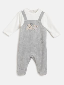 Chicco - Boys Grey Embellished Leg Opening Babysuit