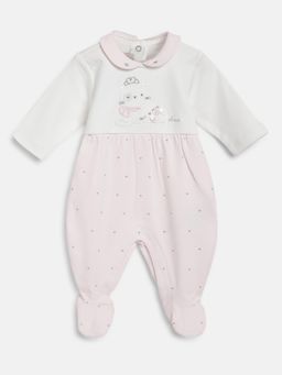 Chicco - Girls Light Pink Applique Leg Opening Babysuit
