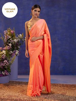 Gajra Gang - Glitterati Peach Soft and Flowy Two-Toned Saree