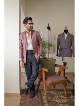 Philocaly - Mallow Regular Fit Solid Mauve Jacket