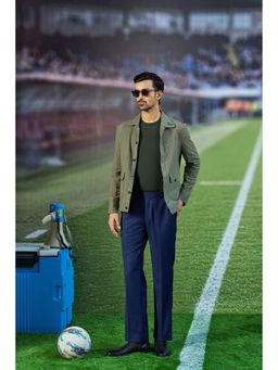 Philocaly - Moyes Slim Fit Stripes Olive Jacket