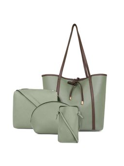 Legal Bribe - Women Textured Green Tote Bag with Sling Bag & Pouches