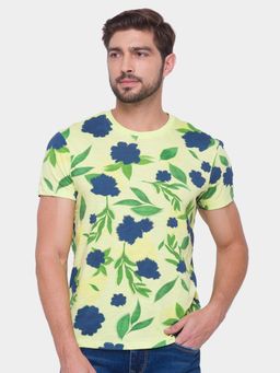 Being Human - Men Floral Yellow T-Shirt