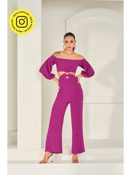By The Bay - Florence Purple Off Shoulder Jumpsuit