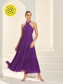 By The Bay - Purple Halter Neck Maxi Dress