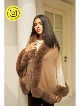 By The Bay - Amber Faux Fur Ombre Shawl - Brown
