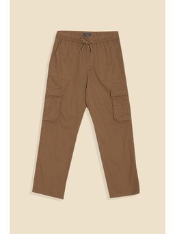 Allen Solly - Boys Brown Solid Trousers