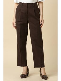 Allen Solly - Women Brown Solid Formal Trousers