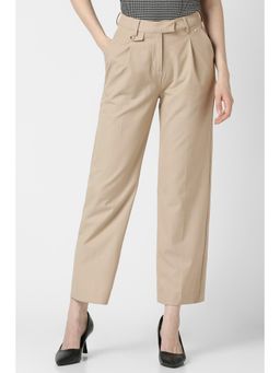 Van Heusen - Women Beige Solid Formal Trousers