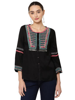 SAVI - Ethnic Motifs Embroidered Top