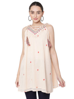 SAVI - Geometric Embroidered Cotton Tunic
