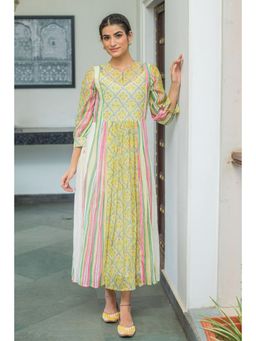 Anuvas - Nazar Multi-Color Floral Three Fourth Sleeves Maxi Dress