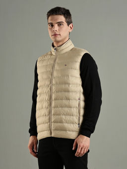 Tommy Hilfiger - Beige Quilted Regular Fit Nylon Jacket