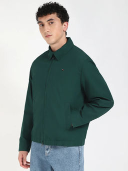 Tommy Hilfiger - Green Solid Regular Fit Cotton Jacket