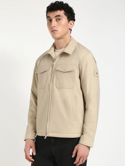 Tommy Hilfiger - Beige Solid Regular Fit Nylon Jacket