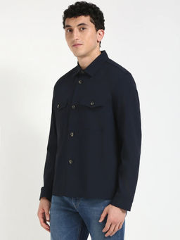 Tommy Hilfiger - Navy Blue Solid Relaxed Fit Polyamide Jacket