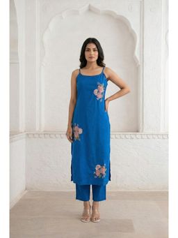 Autumnlane - Mishka Cobalt Embroidery Kurta With Pant
