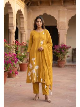 Autumnlane - Tanu Amber Cotton Embroidery Kurta With Pant & Dupatta