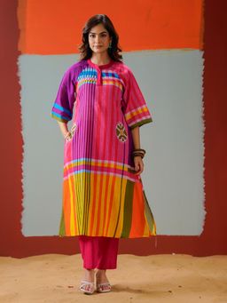 Varanga - Women Striped Regular Kurta With Pant