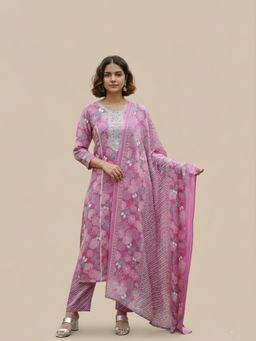 Varanga - Ethnic Motifs Printed Regular Pure Cotton Kurta With Pant & Dupatta