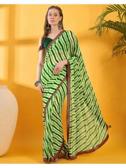 SATRANI - Green Printed Georgette Saree with Unstitched Blouse