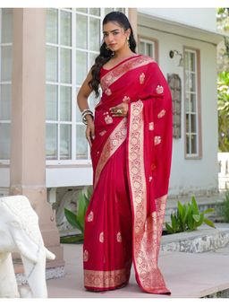 SATRANI - Red Weaving Silk Saree with Unstitched Blouse