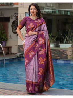 SATRANI - Lavender Weaving Silk Saree with Unstitched Blouse