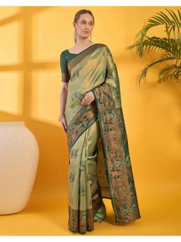 SATRANI - Green Weaving Silk Saree with Unstitched Blouse