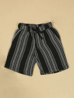 The Lion and the Fish - Boys Striped Short Black White