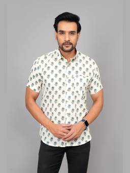 House of Gulab - White Men by House of Gulab Short Sleeves Cotton Shirt