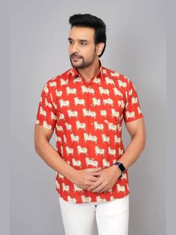 House of Gulab - Red Men by House of Gulab Short Sleeves Cotton Shirt